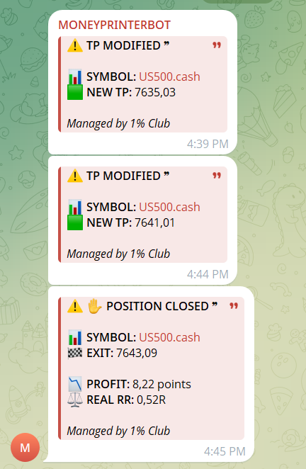 Διαχείριση θέσης και κλείσιμο trade στο VIP Telegram